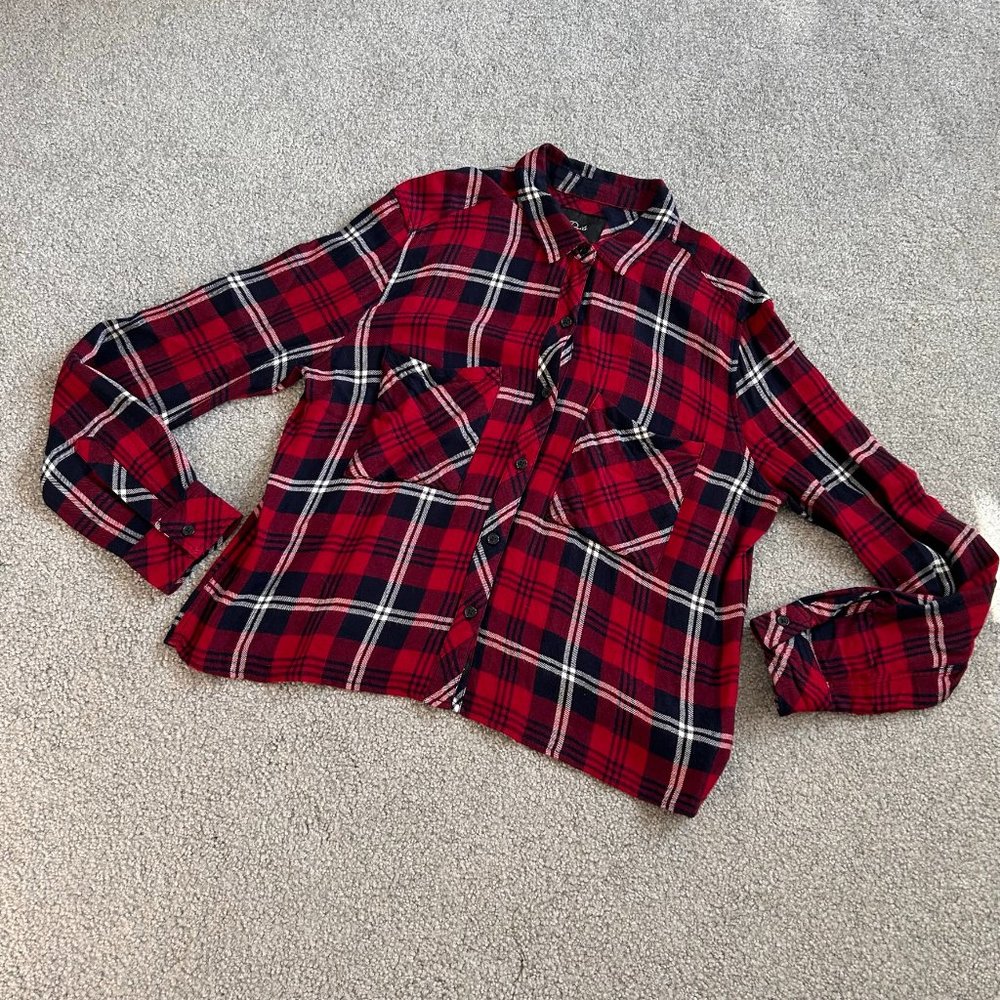 Rails Button Down Plaid Loose Top With Double Poc… - image 1